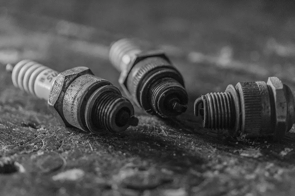 Spark Plugs, Old, Used, Black And White